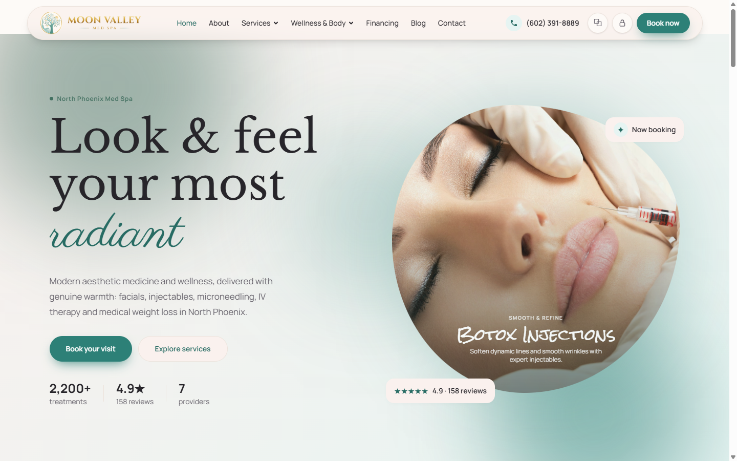 Moon Valley Med Spa website screenshot
